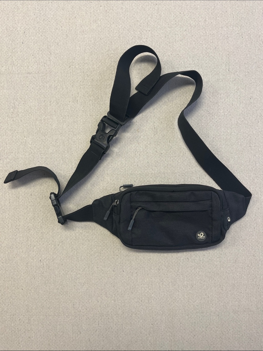 Waterfly Black Fanny Pack Waist Bag Crossbody Travel Running Utility Pouch